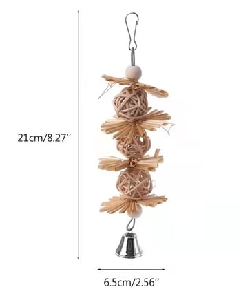 Jucării de papagali populare transfrontaliere pentru păsări mici și mijlocii, jucării de mestecat flori din iarbă naturală, jucării cu bile din ratan, accesorii pentru colivie