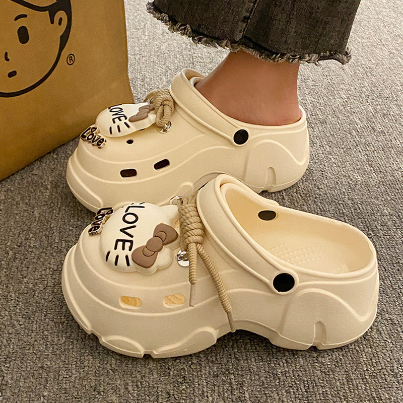 Női Crocs-stílus papucs EVA talppal, vastag talp a magasság növeléséhez, csúszásmentes