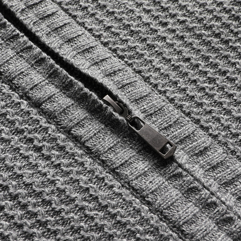 Ανδρικό πλεκτό καρντάγκαν από βαμβάκι με σταθερό γιακά, ελεύθερη γραμμή, μακριά μανίκια, 100% βαμβάκι, Χειμώνας 2024