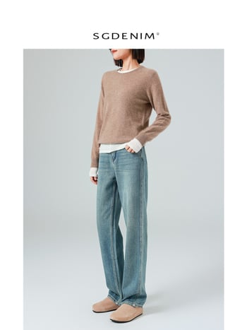 Blugi femei cu croială wide-leg, talie înaltă, material din bumbac, 70–80% conținut bumbac, toamnă 2025