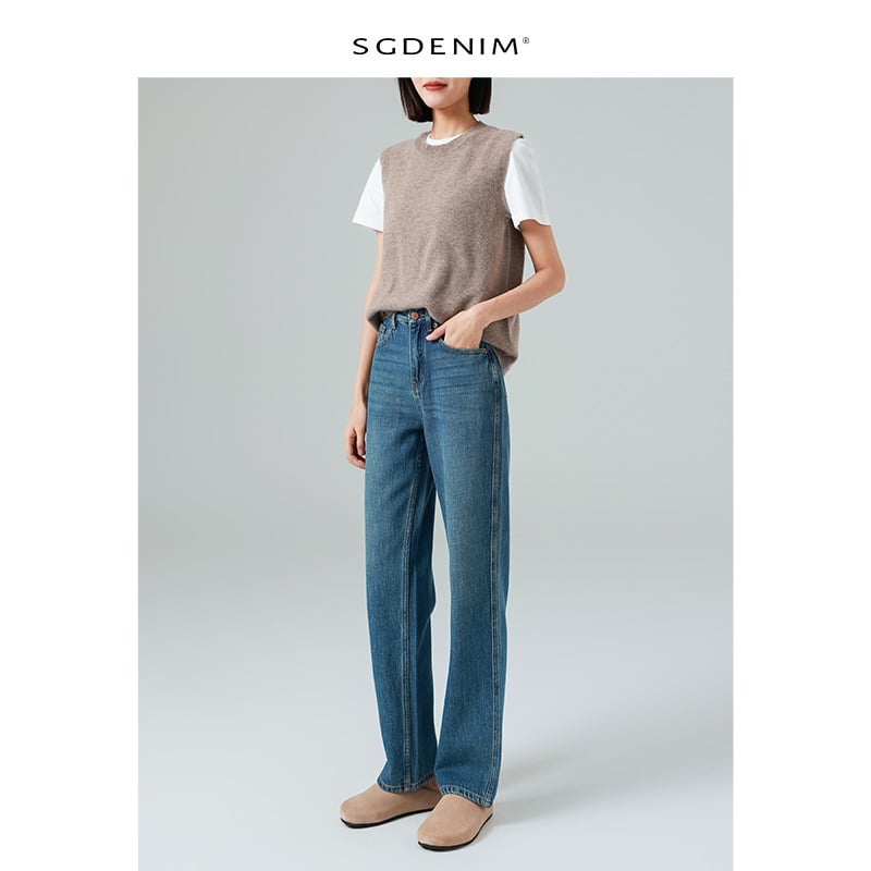 Blugi femei cu croială wide-leg, talie înaltă, material din bumbac, 70–80% conținut bumbac, toamnă 2025