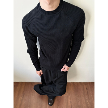 Slim-fit pulover s okruglim izrezom, dugim rukavima, sintetička smjesa vlakana s 40% najlona, za mlade
