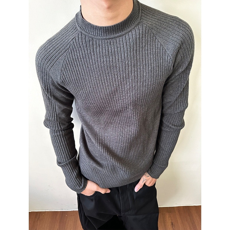 Slim-fit pulover s okruglim izrezom, dugim rukavima, sintetička smjesa vlakana s 40% najlona, za mlade
