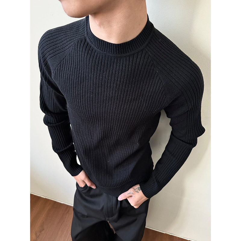 Slim-fit pulover s okruglim izrezom, dugim rukavima, sintetička smjesa vlakana s 40% najlona, za mlade