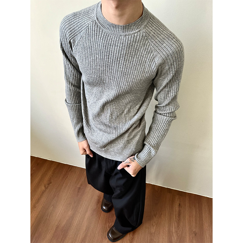 Slim-fit pulover s okruglim izrezom, dugim rukavima, sintetička smjesa vlakana s 40% najlona, za mlade