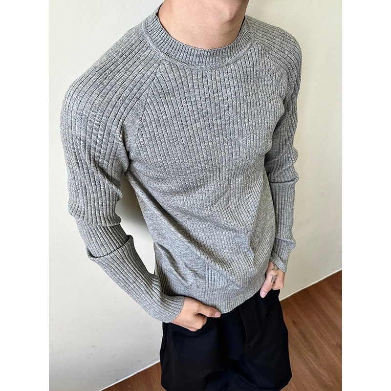 Slim-fit pulover s okruglim izrezom, dugim rukavima, sintetička smjesa vlakana s 40% najlona, za mlade