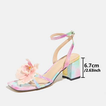 Plažne sandale s kvadratnim nosom, PU gornji materijal i PU unutarnji materijal, PVC potplat, debeli pet 6-8 cm
