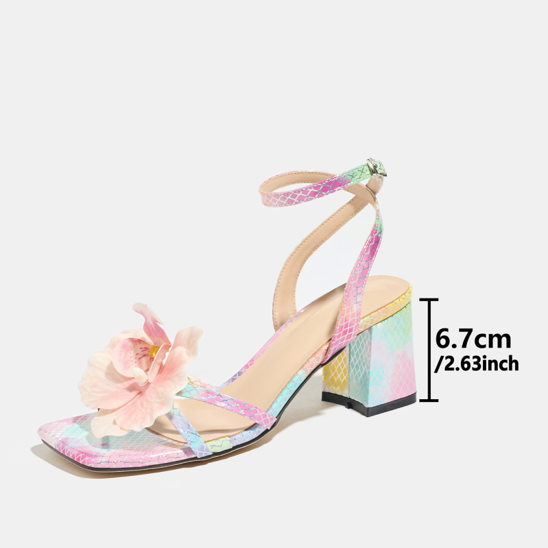 Plažne sandale s kvadratnim nosom, PU gornji materijal i PU unutarnji materijal, PVC potplat, debeli pet 6-8 cm
