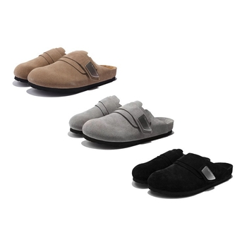 Ženske Baotou slip-on papuče, gornji dio od nubuk kože bivola, okrugli vrh, gumeni potplat, unutarnji materijal od super vlakana — ljeto 2024