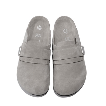 Ženske Baotou slip-on papuče, gornji dio od nubuk kože bivola, okrugli vrh, gumeni potplat, unutarnji materijal od super vlakana — ljeto 2024