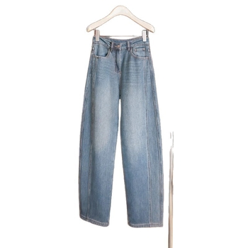 Jeans pentru femei - croială dreaptă, talie înaltă, amestec din bumbac și poliester (50–70% bumbac, 30–50% poliester), micro-elastic, toamnă 2025