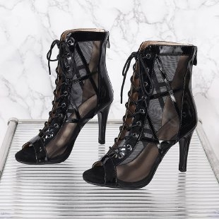 Σανδάλια με στόμα ψαριού, με άνοιγμα δαχτύλων (Peep Toe), PU επάνω, σόλα καουτσούκ, λεπτά τακούνια πάνω από 8 cm, Άνοιξη 2025