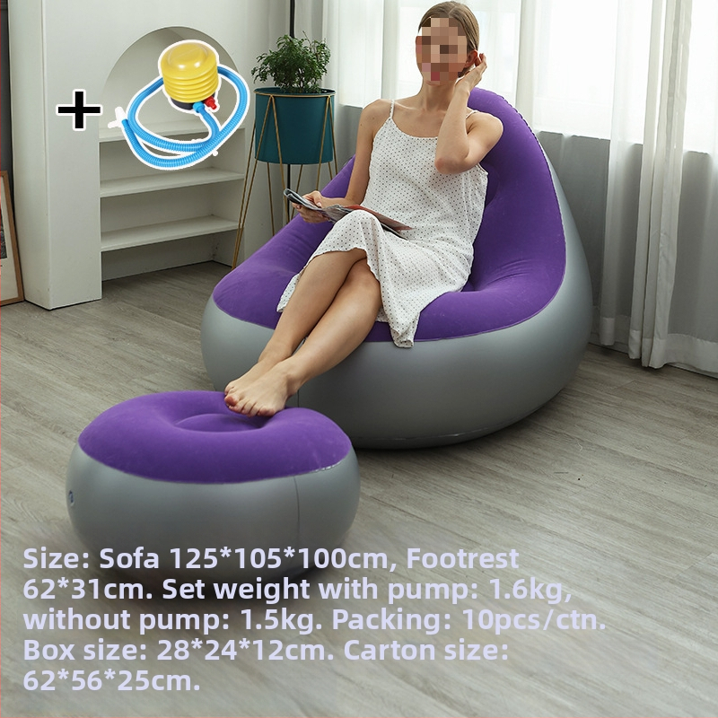 Felfújható kanapé flockos PVC felülettel; vastagság 0,55 mm; tömeg 1,5 kg; anyag: környezetbarát PVC; modell: PVC felfújható kanapé