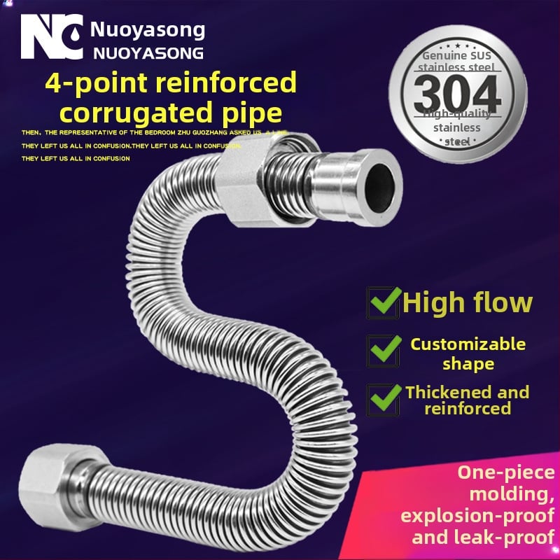 Tub flexibil din oțel inoxidabil 304 pentru intrare/ieșire la boiler, conexiune metalică îngroșată