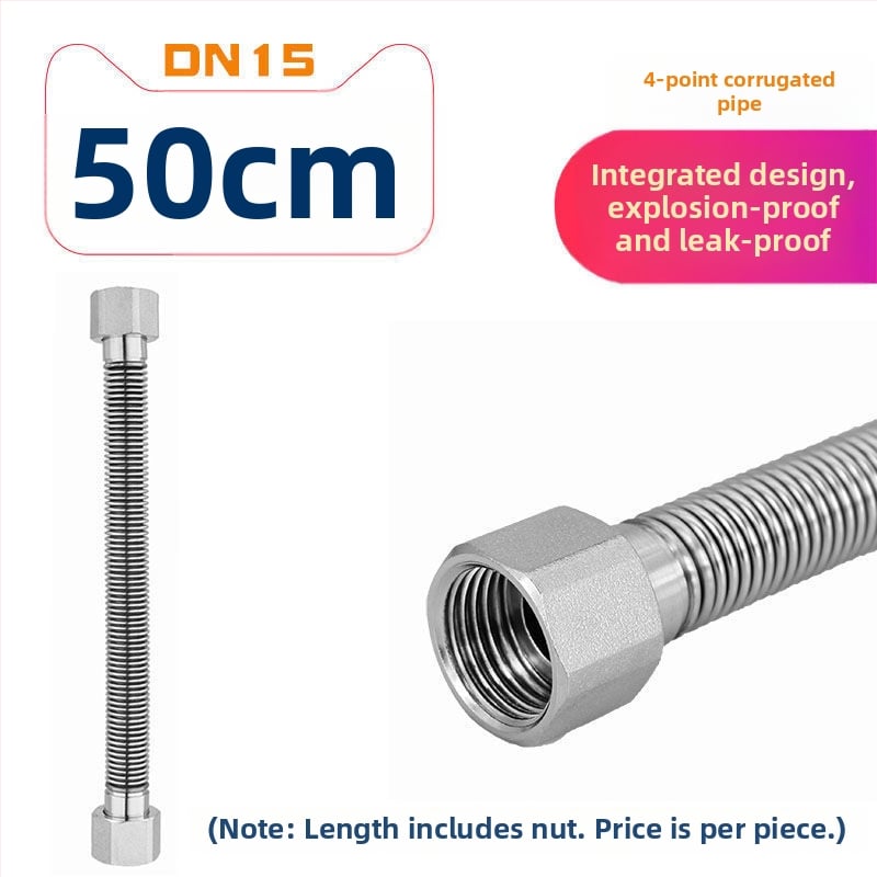 Tub flexibil din oțel inoxidabil 304 pentru intrare/ieșire la boiler, conexiune metalică îngroșată