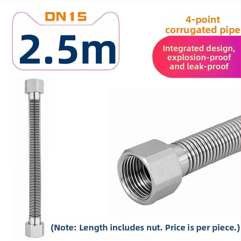 Tub flexibil din oțel inoxidabil 304 pentru intrare/ieșire la boiler, conexiune metalică îngroșată