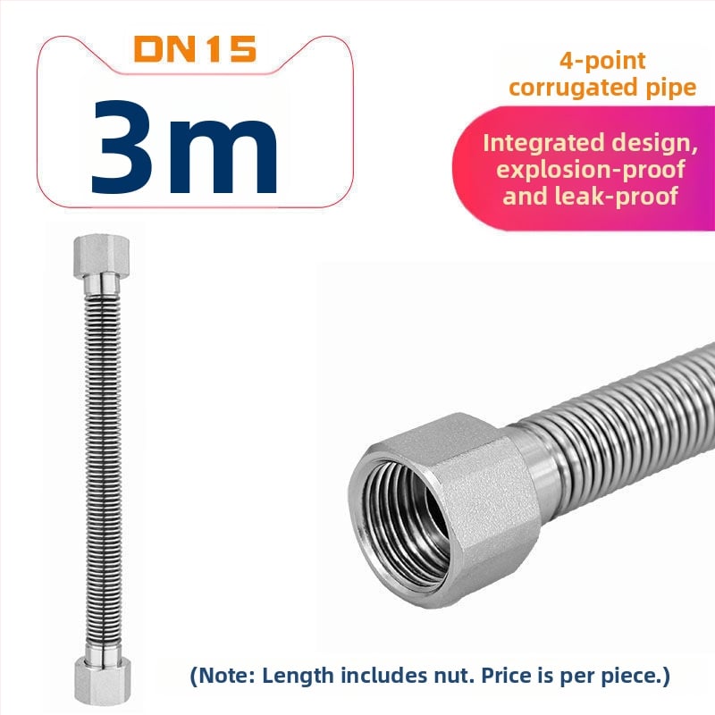 Tub flexibil din oțel inoxidabil 304 pentru intrare/ieșire la boiler, conexiune metalică îngroșată