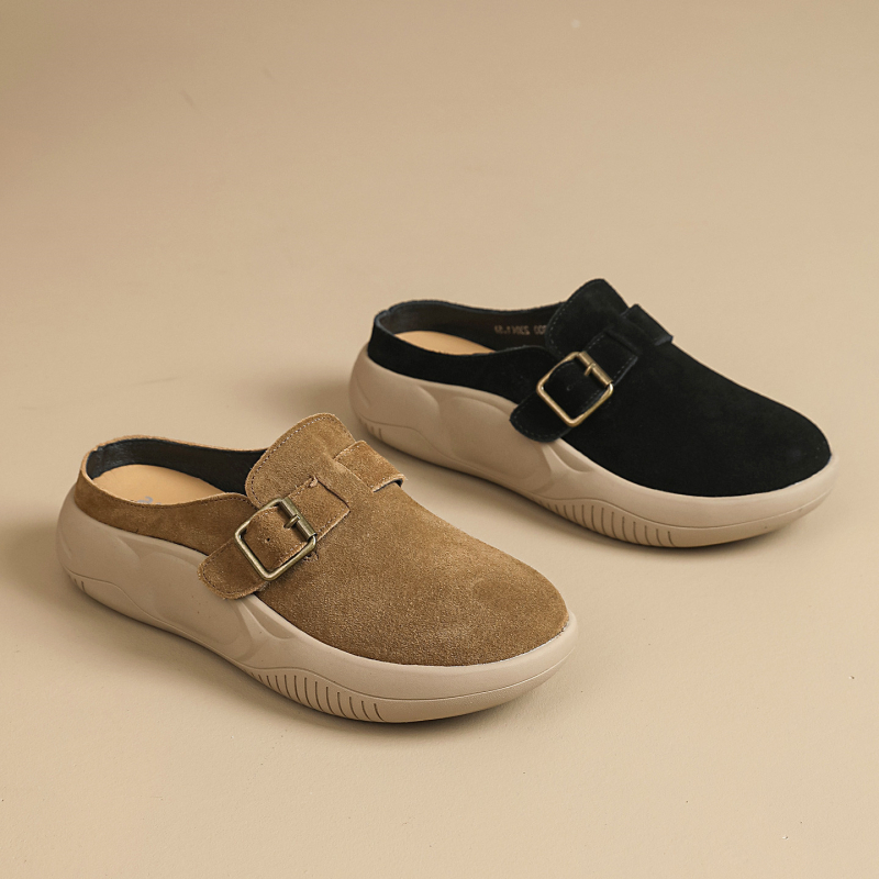 Slip-on loafers bez pertli s debelom potplatom od gumene pene, gornji dio od veluru kože goveda, zatvoren nos, svakodnevni stil