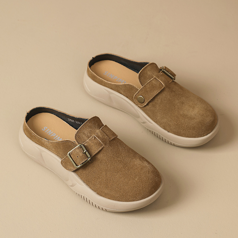 Slip-on loafers bez pertli s debelom potplatom od gumene pene, gornji dio od veluru kože goveda, zatvoren nos, svakodnevni stil