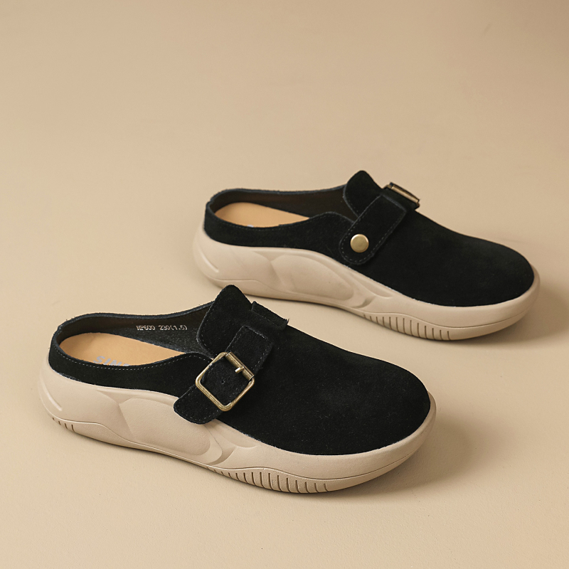 Slip-on loafers bez pertli s debelom potplatom od gumene pene, gornji dio od veluru kože goveda, zatvoren nos, svakodnevni stil
