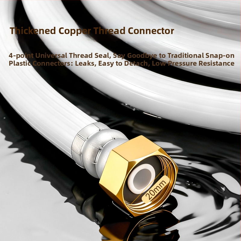 Tub de intrare apă pentru mașina de spălat – universal, actualizat, îngroșat, etanș la scurgeri și explozie, interfață cu 6 pini; Material: cupru+PVC, Conector: alamă, Montaj: filet, Un exemplar