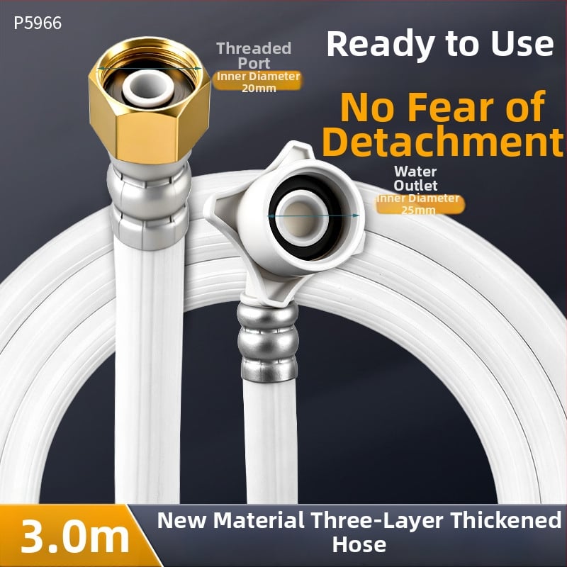 Tub de intrare apă pentru mașina de spălat – universal, actualizat, îngroșat, etanș la scurgeri și explozie, interfață cu 6 pini; Material: cupru+PVC, Conector: alamă, Montaj: filet, Un exemplar