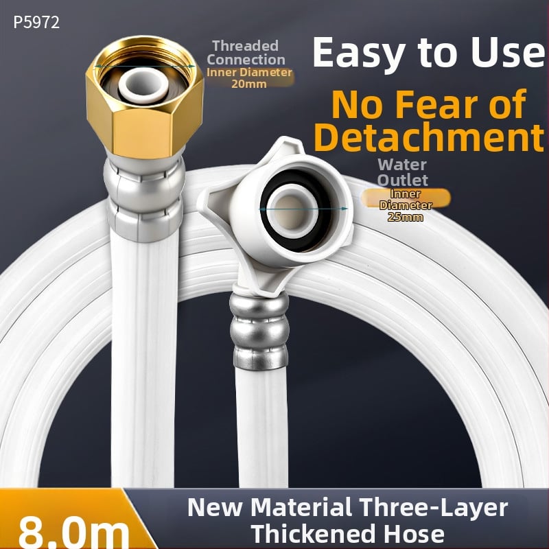 Tub de intrare apă pentru mașina de spălat – universal, actualizat, îngroșat, etanș la scurgeri și explozie, interfață cu 6 pini; Material: cupru+PVC, Conector: alamă, Montaj: filet, Un exemplar