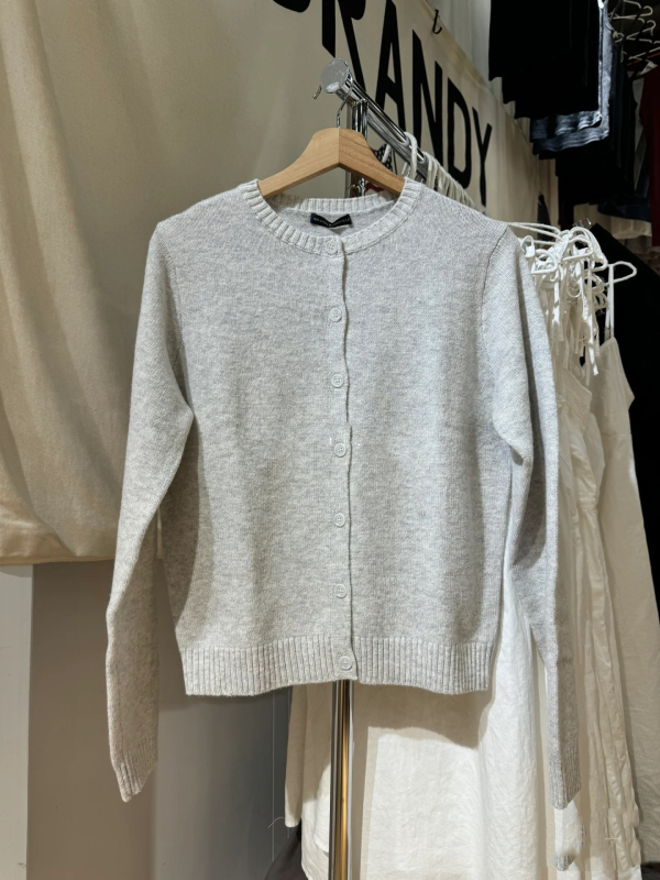 Ženski pamučni kardigan, okrugli izrez, dugi rukavi, preppy stil, pamučna smjesa 30-50%, jesen 2024
