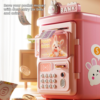 Παιδικός κουμπαράς Shangyu με αυτόματο αισθητήρα και θυρίδα κωδικού/βιομετρικού αποτυπώματος· πλαστικός, προσαρμόσιμος, κατασκευασμένος με έγχυση, εισαγόμενο