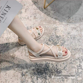 Γυναικείες Δερμάτινες Σανδάλια Καλοκαίρι 2026 – Καθημερινό Στυλ, Παχιά Σόλα, Γκλίτερ Διακοσμητικά, Καουτσούκ Σόλα, Εσωτερικό από Διπλό Χοιρινό Δέρμα