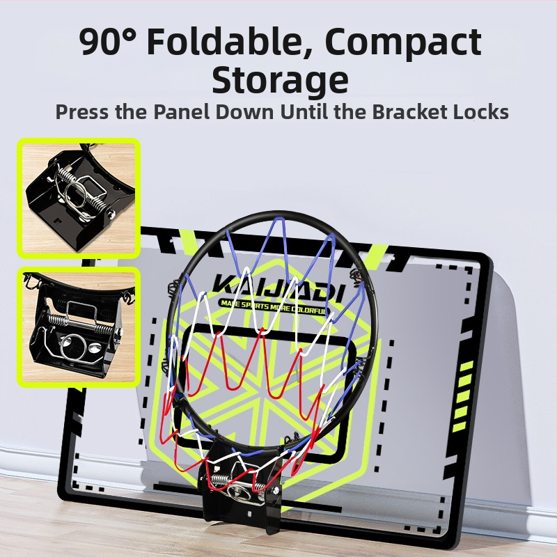 Stenu montovaný basketbalový prsten s doskou pre deti – bez vŕtania, PVC, 0,5–3 kg, vnútorné/vonkajšie použitie, tiché