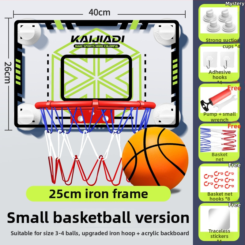 Coș de baschet cu panou pentru copii, montat pe perete – fără găuri, PVC, 0,5–3 kg, interior/exterior, silențios