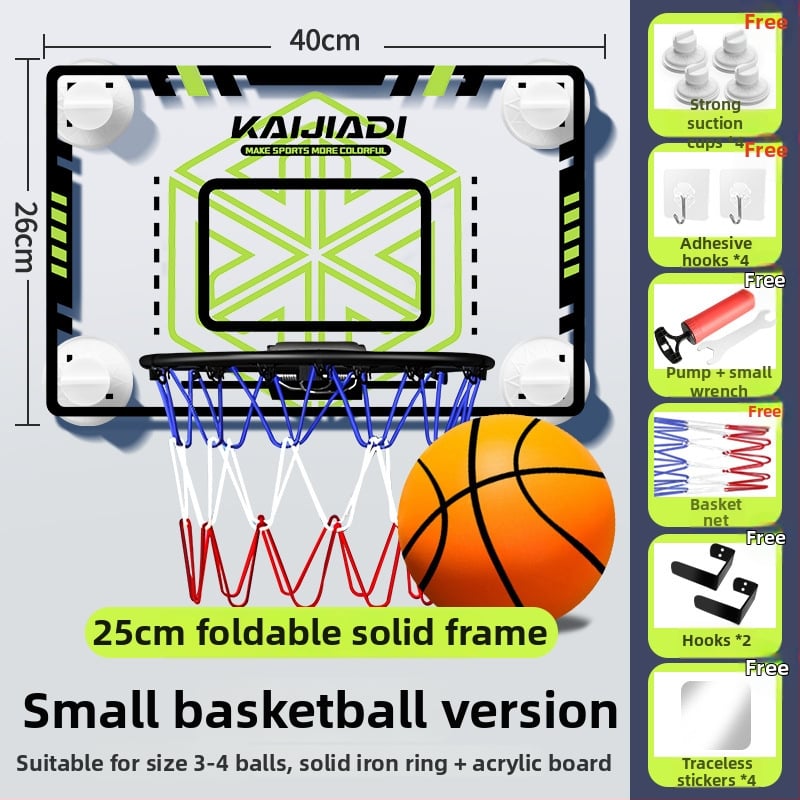Coș de baschet cu panou pentru copii, montat pe perete – fără găuri, PVC, 0,5–3 kg, interior/exterior, silențios