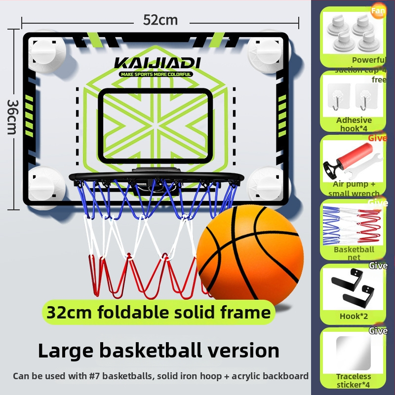 Coș de baschet cu panou pentru copii, montat pe perete – fără găuri, PVC, 0,5–3 kg, interior/exterior, silențios