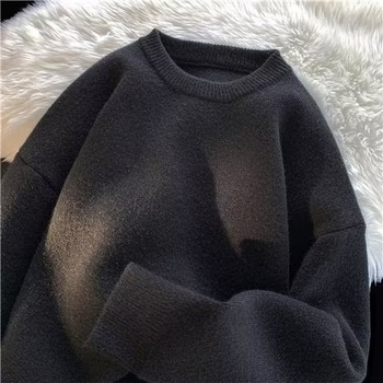 Muški pleteni džemper, korejski stil, slobodan kroj, okrugli ovratnik, debeli materijal, pamuk‑polieterska smjesa 65%