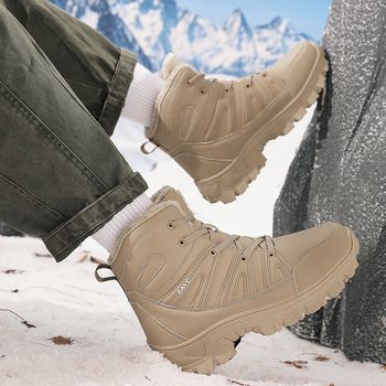 Cizme de zăpadă pentru iarnă - impermeabile, cu guler înalt, căptușite cu fleece, talpă TPR