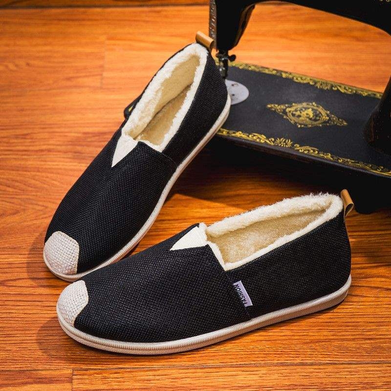Muške zimske loaferice s flis podstavom, pamuk gornji dio, gumeni potplat, okrugli vrh, niski potpet