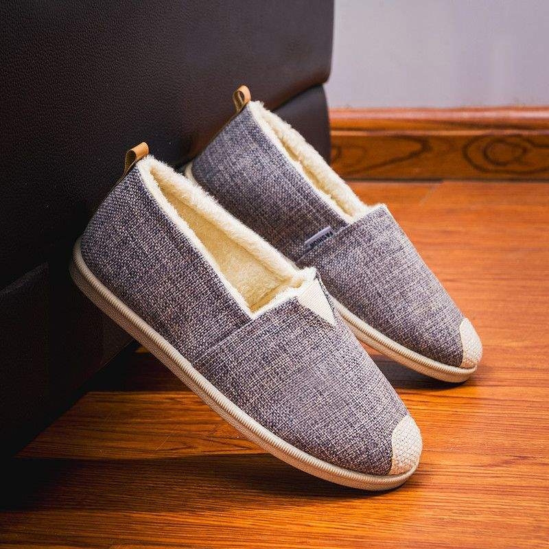 Muške zimske loaferice s flis podstavom, pamuk gornji dio, gumeni potplat, okrugli vrh, niski potpet