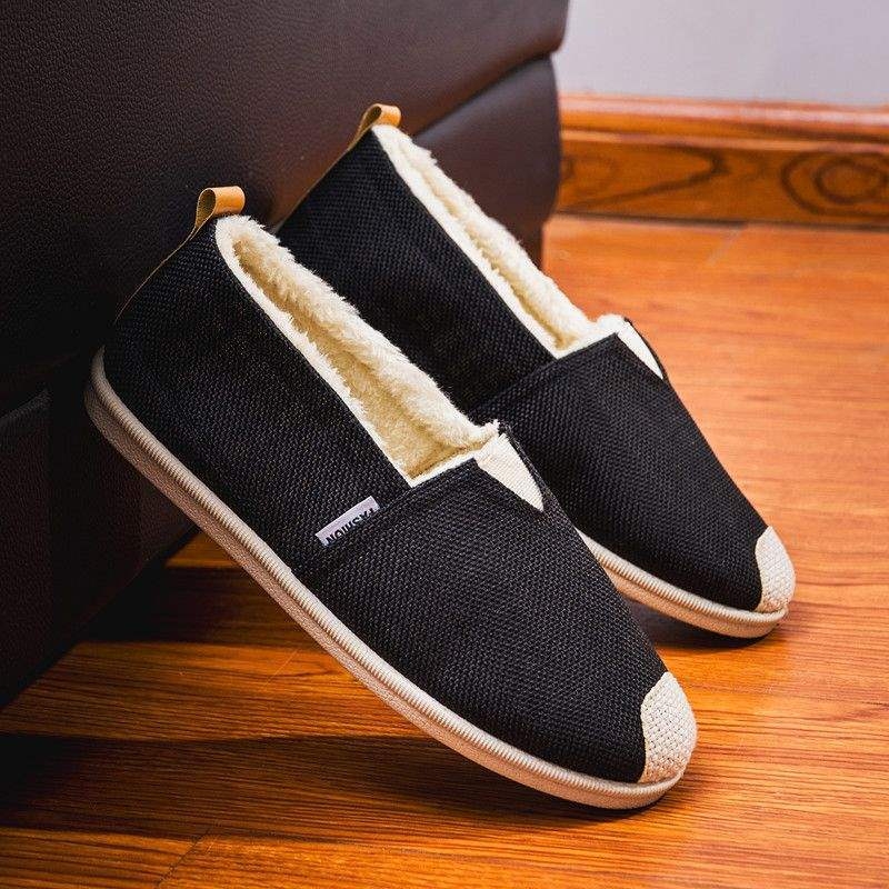 Muške zimske loaferice s flis podstavom, pamuk gornji dio, gumeni potplat, okrugli vrh, niski potpet