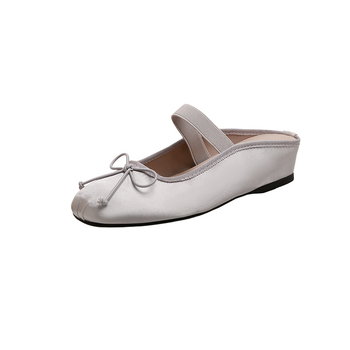 Ženske Mary Jane sandale s mašnicom od svile, 5 cm povećanje visine, slip-on; gornji dio od kože, potplat od gume