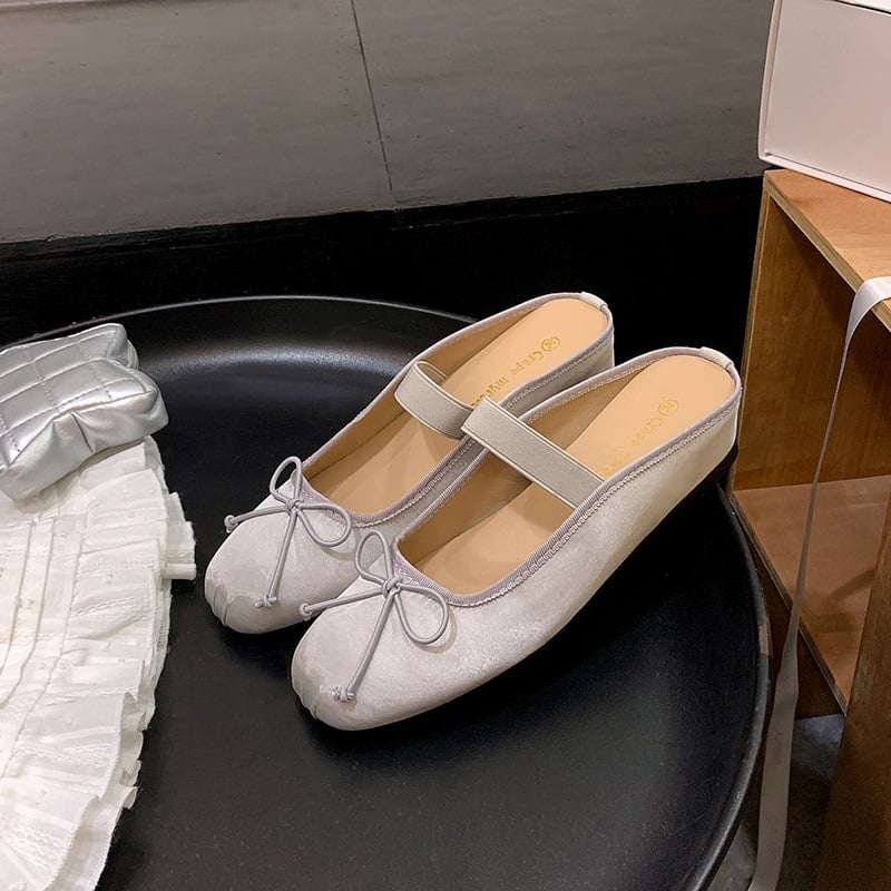 Ženske Mary Jane sandale s mašnicom od svile, 5 cm povećanje visine, slip-on; gornji dio od kože, potplat od gume