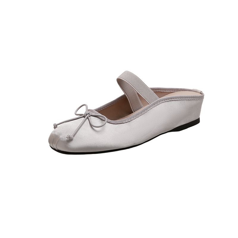 Ženske Mary Jane sandale s mašnicom od svile, 5 cm povećanje visine, slip-on; gornji dio od kože, potplat od gume