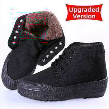 Téli meleg munkapapucs férfiaknak, vászon felsőrész, gumitalp, vastagított