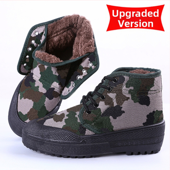 Téli meleg munkapapucs férfiaknak, vászon felsőrész, gumitalp, vastagított