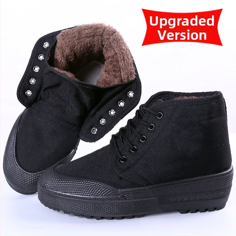 Téli meleg munkapapucs férfiaknak, vászon felsőrész, gumitalp, vastagított