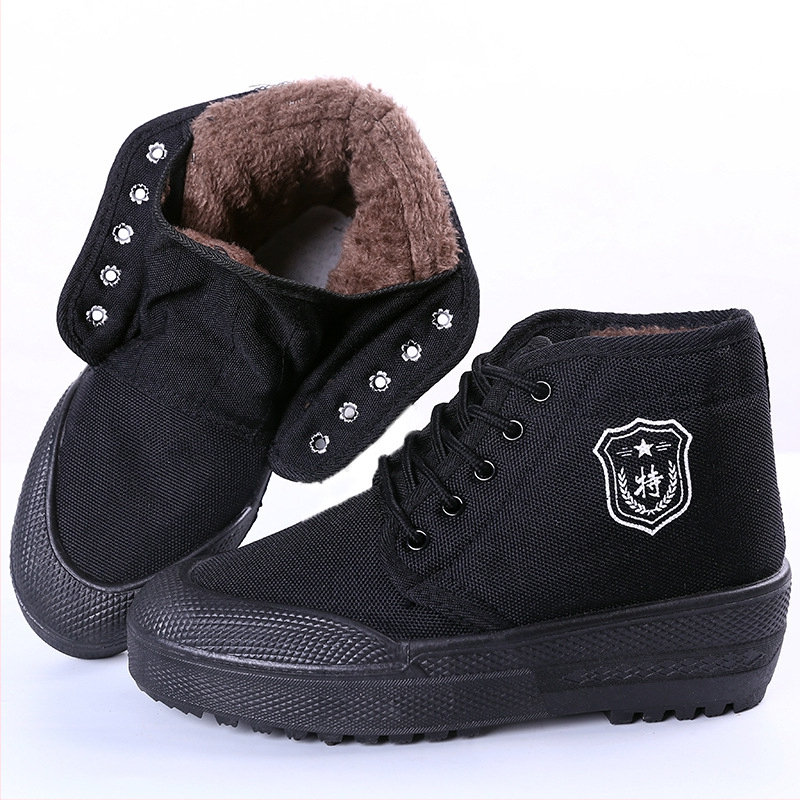 Téli meleg munkapapucs férfiaknak, vászon felsőrész, gumitalp, vastagított