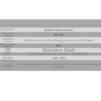 Intelligens zár szekrényekhez (Minta HLD-9314; motoros zár 7–24V; vízálló elektromos zár; rozsdamentes acél zár)