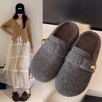 Plüss papucs vastag talppal - gumitalp, 2025 tél, lapos sarok, mindennapi viselet