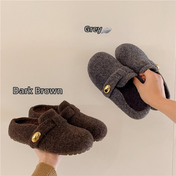 Plüss papucs vastag talppal - gumitalp, 2025 tél, lapos sarok, mindennapi viselet