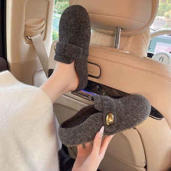 Plüss papucs vastag talppal - gumitalp, 2025 tél, lapos sarok, mindennapi viselet